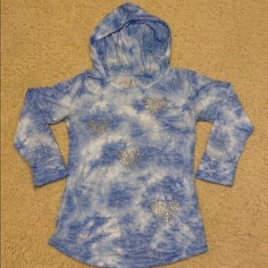 Justice sheer heart embellished hoodie tee